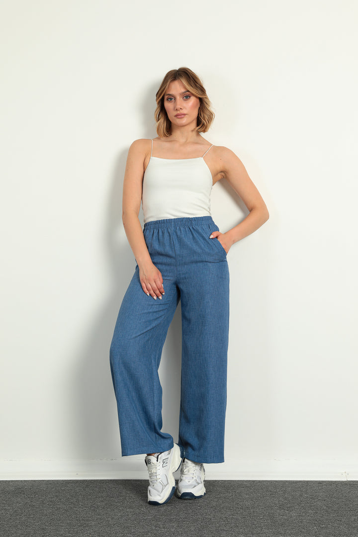 MPL Wide Leg Linen Trousers for Women - Paterson