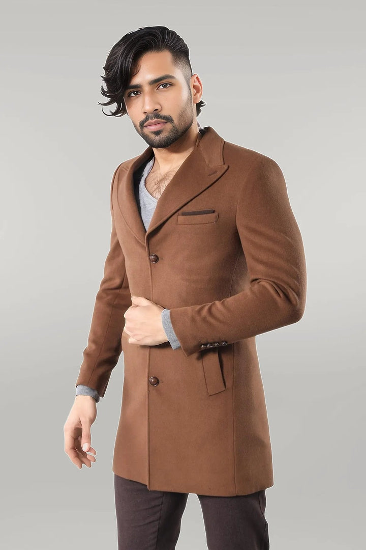 WSS Brown Men Long Coat  - Singen