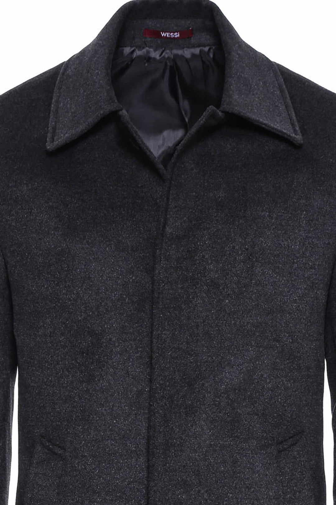 WSS Dark Grey Hidden Button Peak Lapel Coat  - Singen