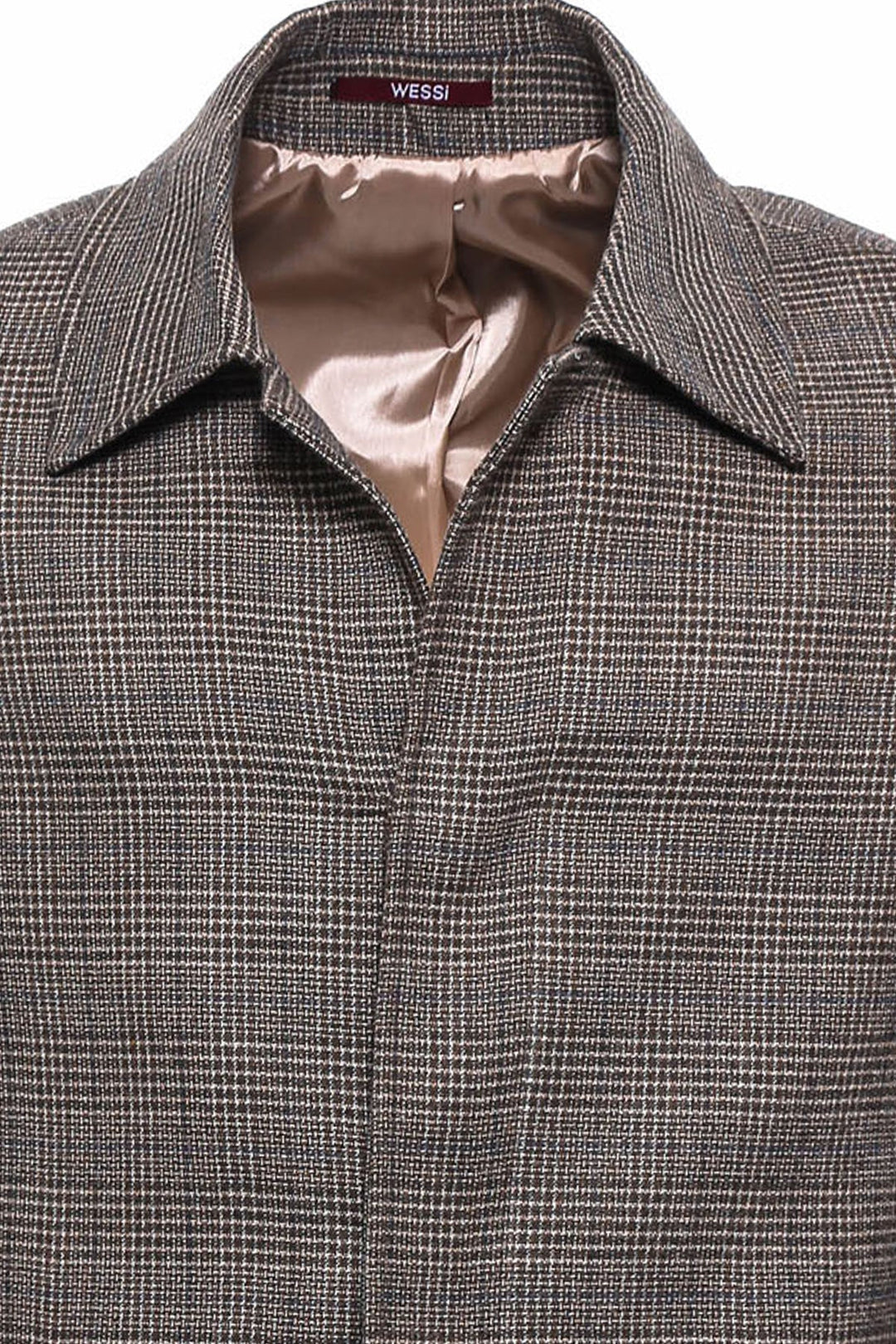 WSS Brown Checked Hidden Button Coat  - Singen