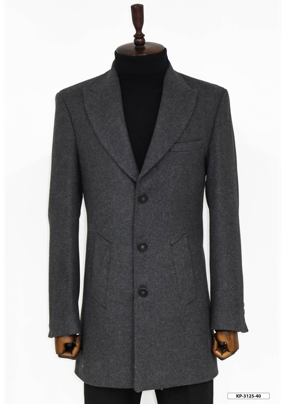 WSS Wide Lapel Wool Anthracite Men Coat  - Singen