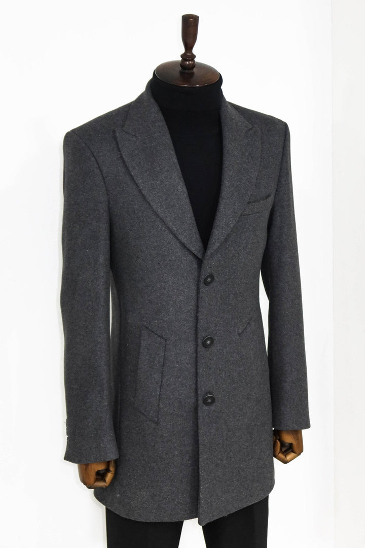 WSS Wide Lapel Wool Anthracite Men Coat  - Singen