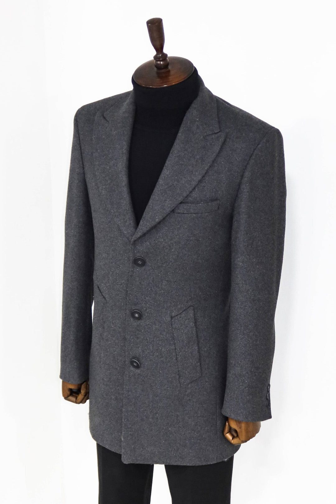 WSS Wide Lapel Wool Anthracite Men Coat  - Singen