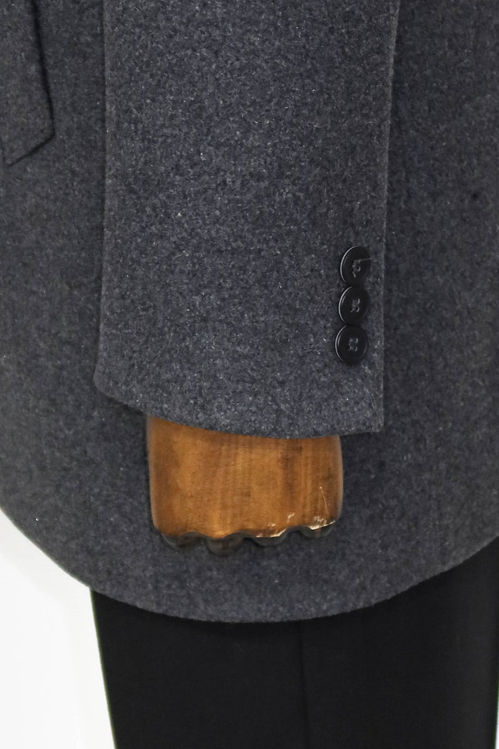 WSS Wide Lapel Wool Anthracite Men Coat  - Singen