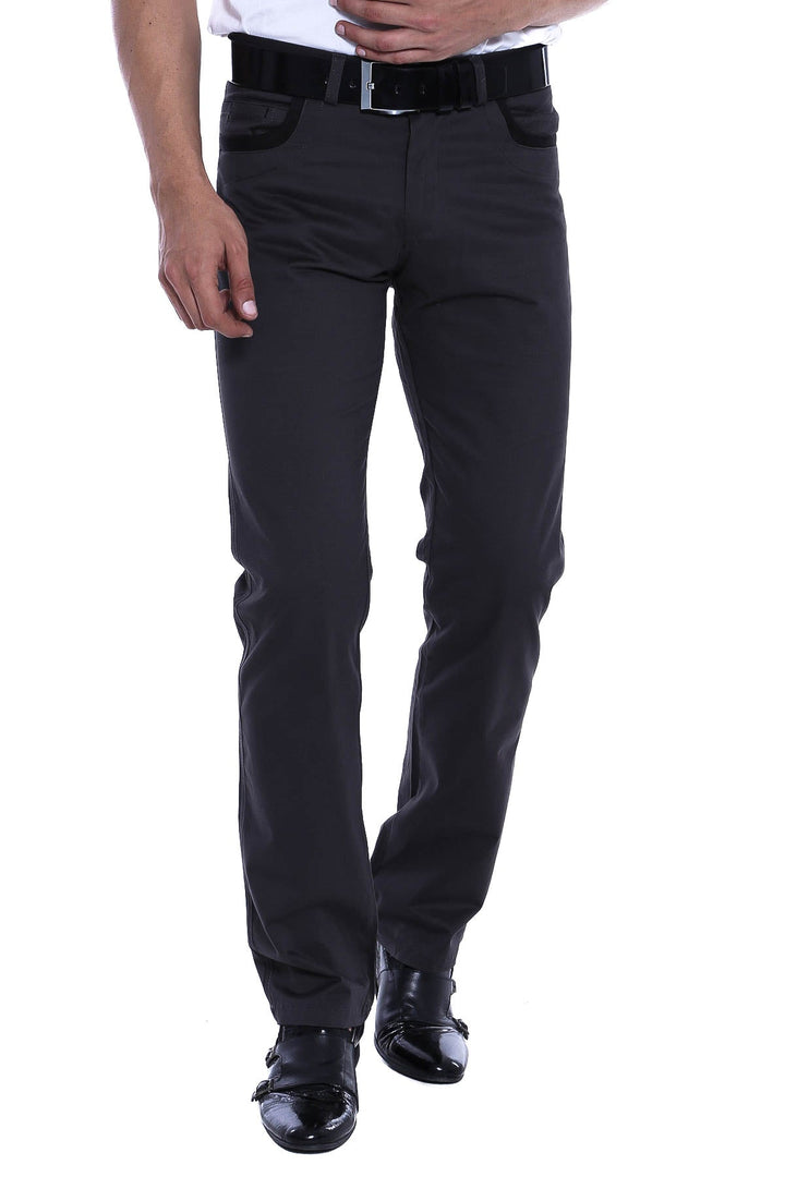 WSS Cotton Dark Grey Men Pants  - Singen