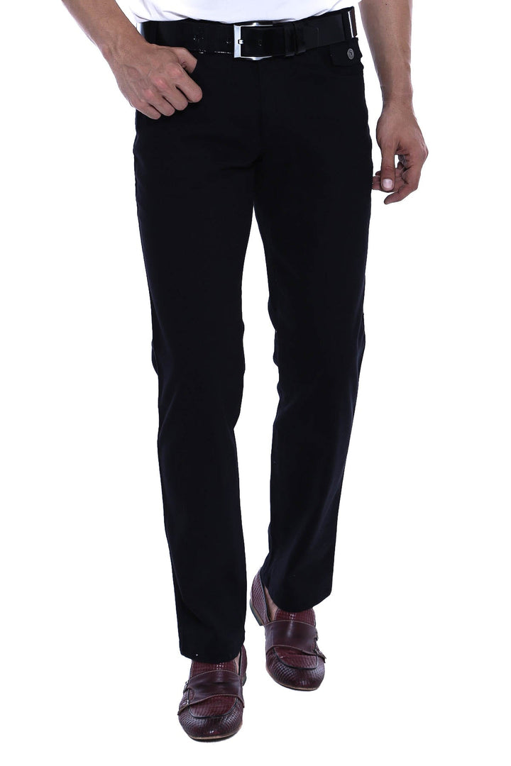 WSS Plain Covered Pocket Suede Black Men Pants  - Singen