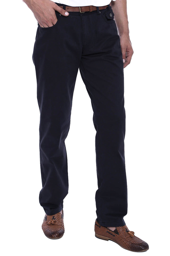 WSS Suede Plain Covered Pocket Black Men Pants  - Singen