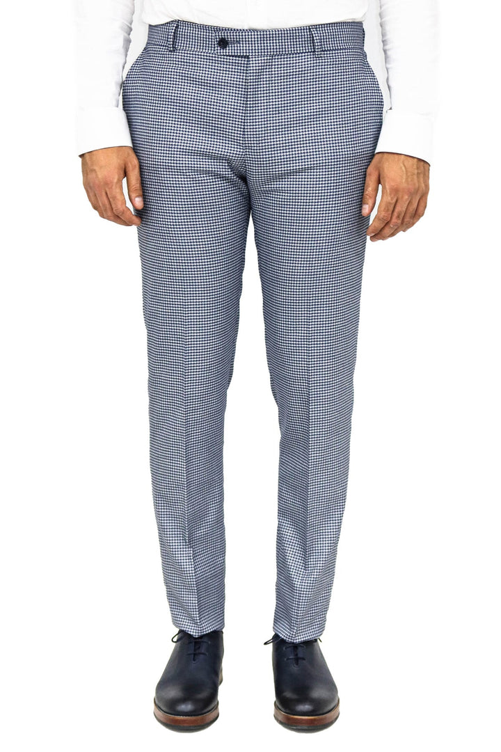 WSS Houndstooth Patterned Blue Men Pants  - Singen