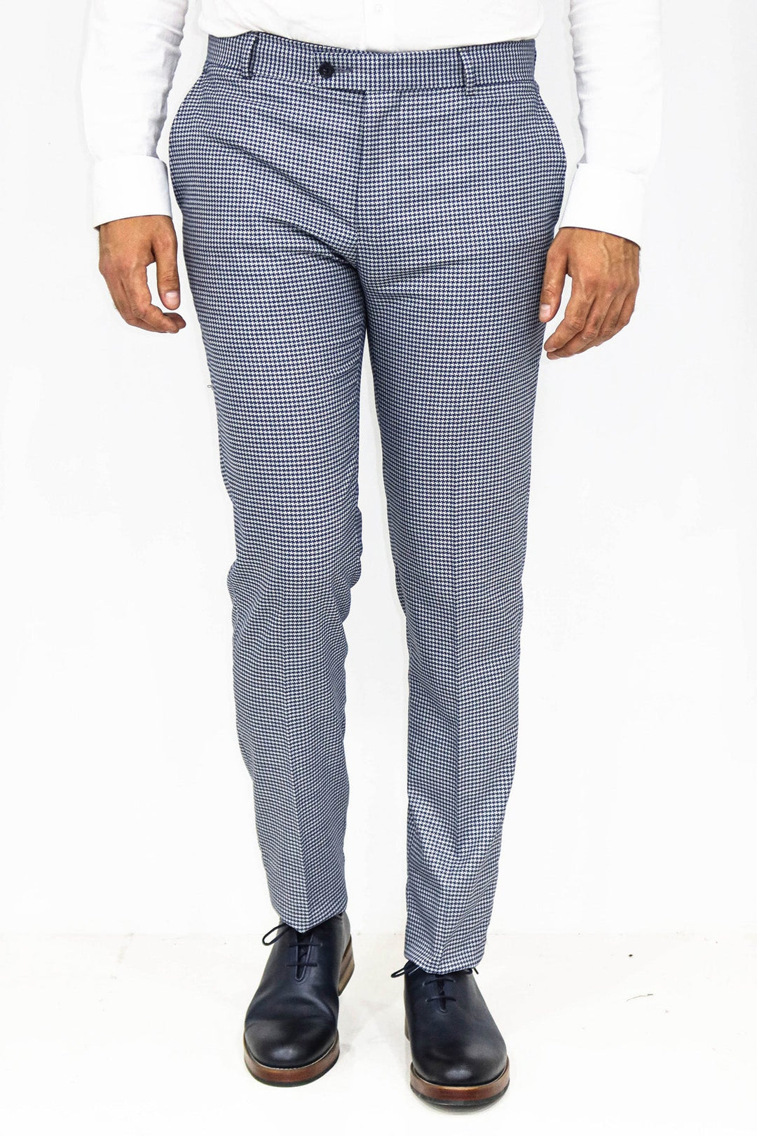 WSS Houndstooth Patterned Blue Men Pants  - Singen