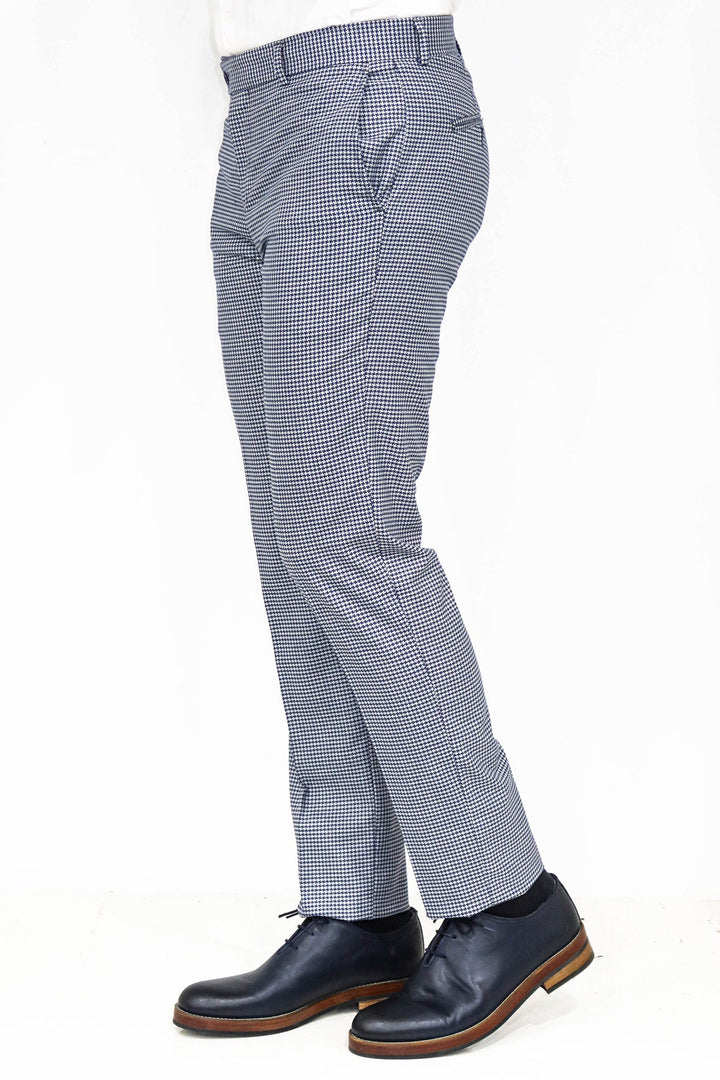 WSS Houndstooth Patterned Blue Men Pants  - Singen