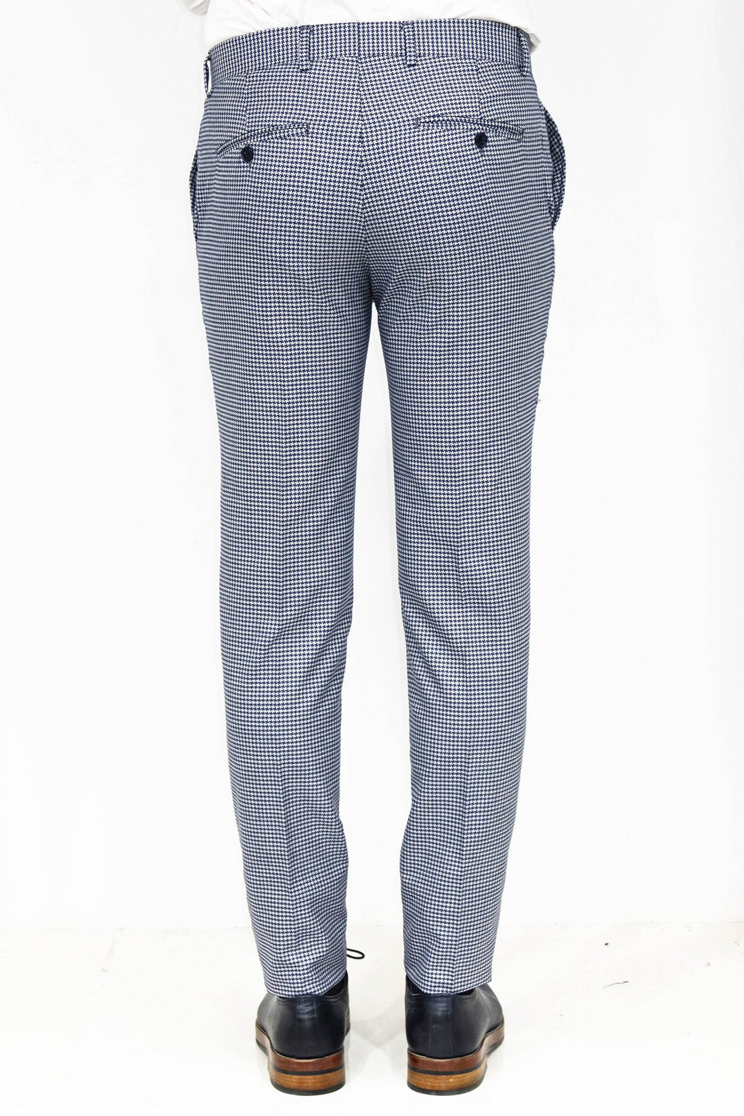 WSS Houndstooth Patterned Blue Men Pants  - Singen