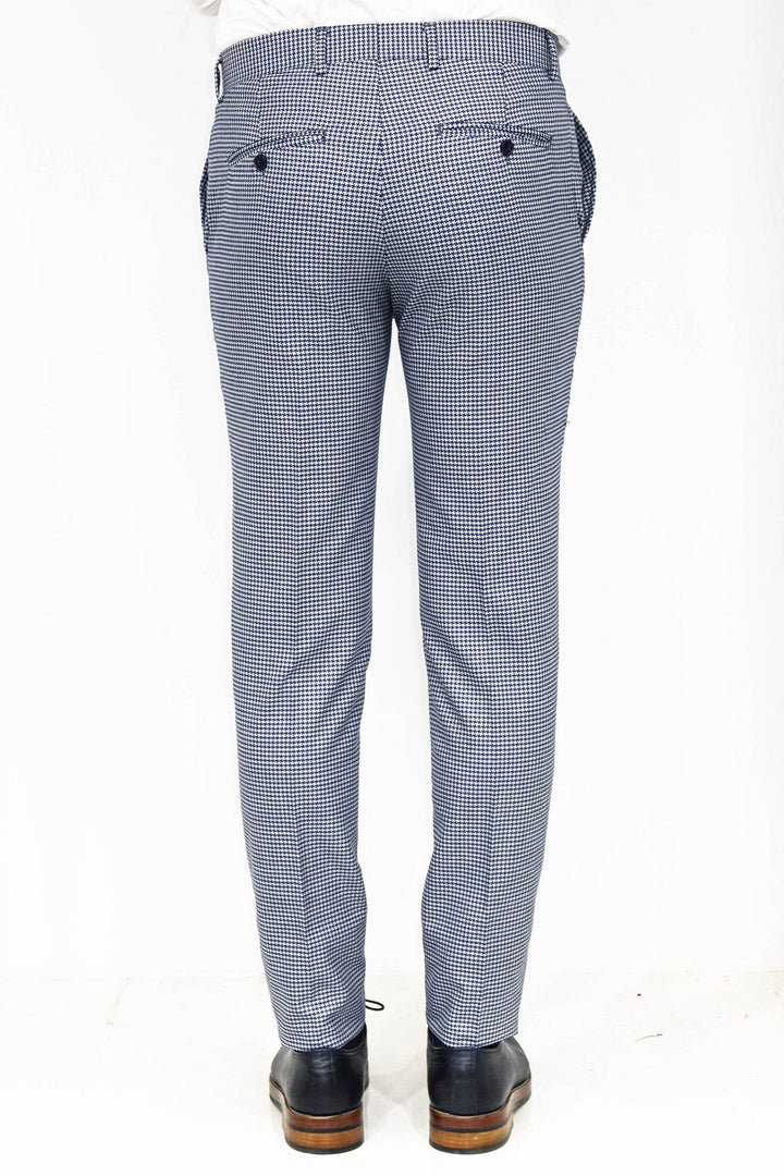 WSS Houndstooth Patterned Blue Men Pants  - Singen