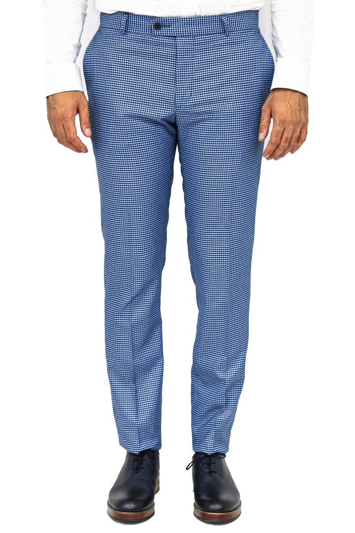 WSS Houndstooth Patterned Indigo Blue Men Pants  - Singen