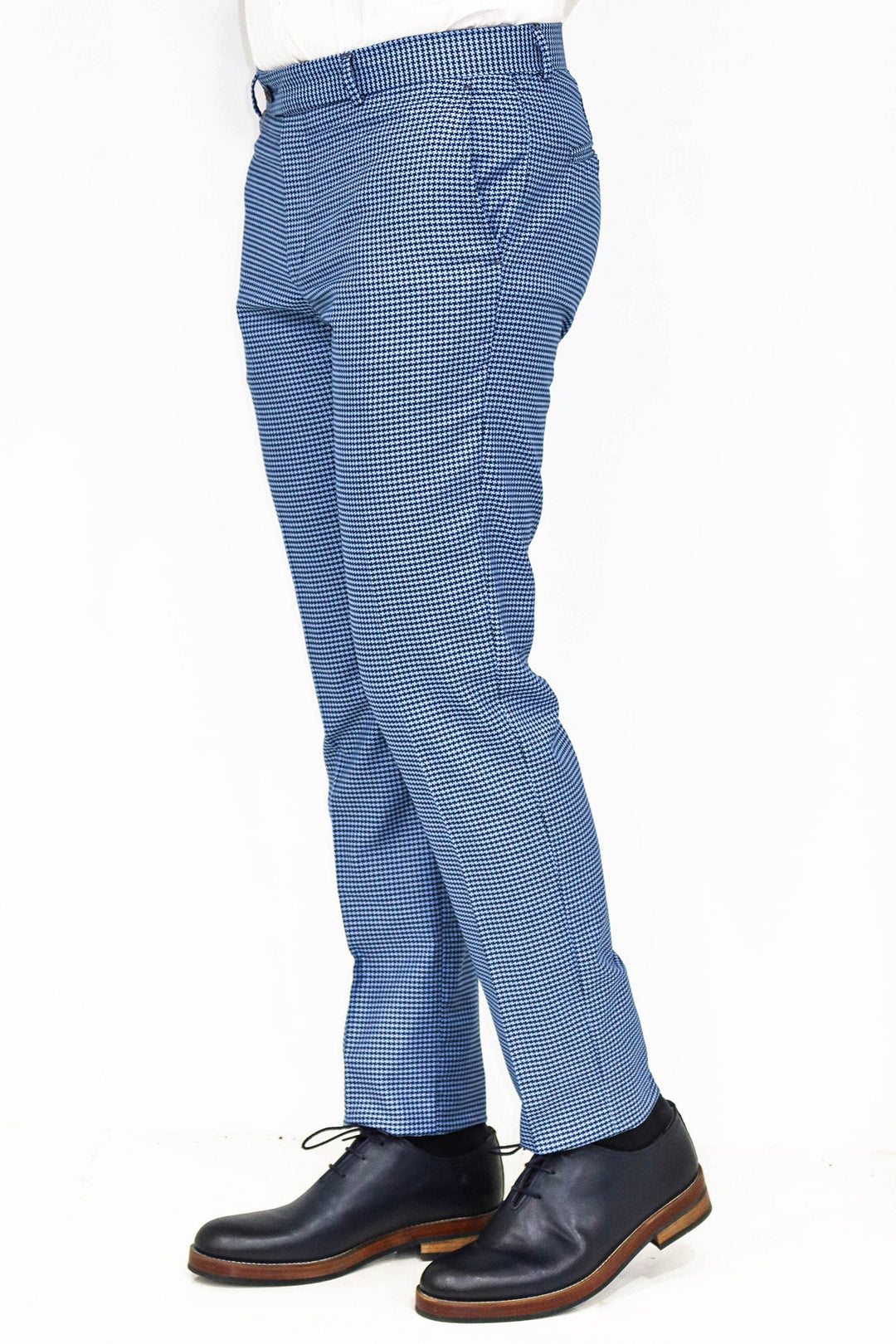 WSS Houndstooth Patterned Indigo Blue Men Pants  - Singen