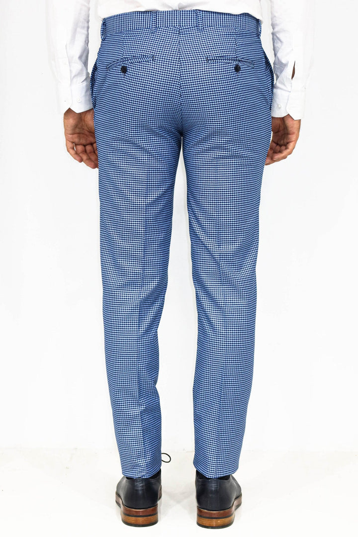 WSS Houndstooth Patterned Indigo Blue Men Pants  - Singen