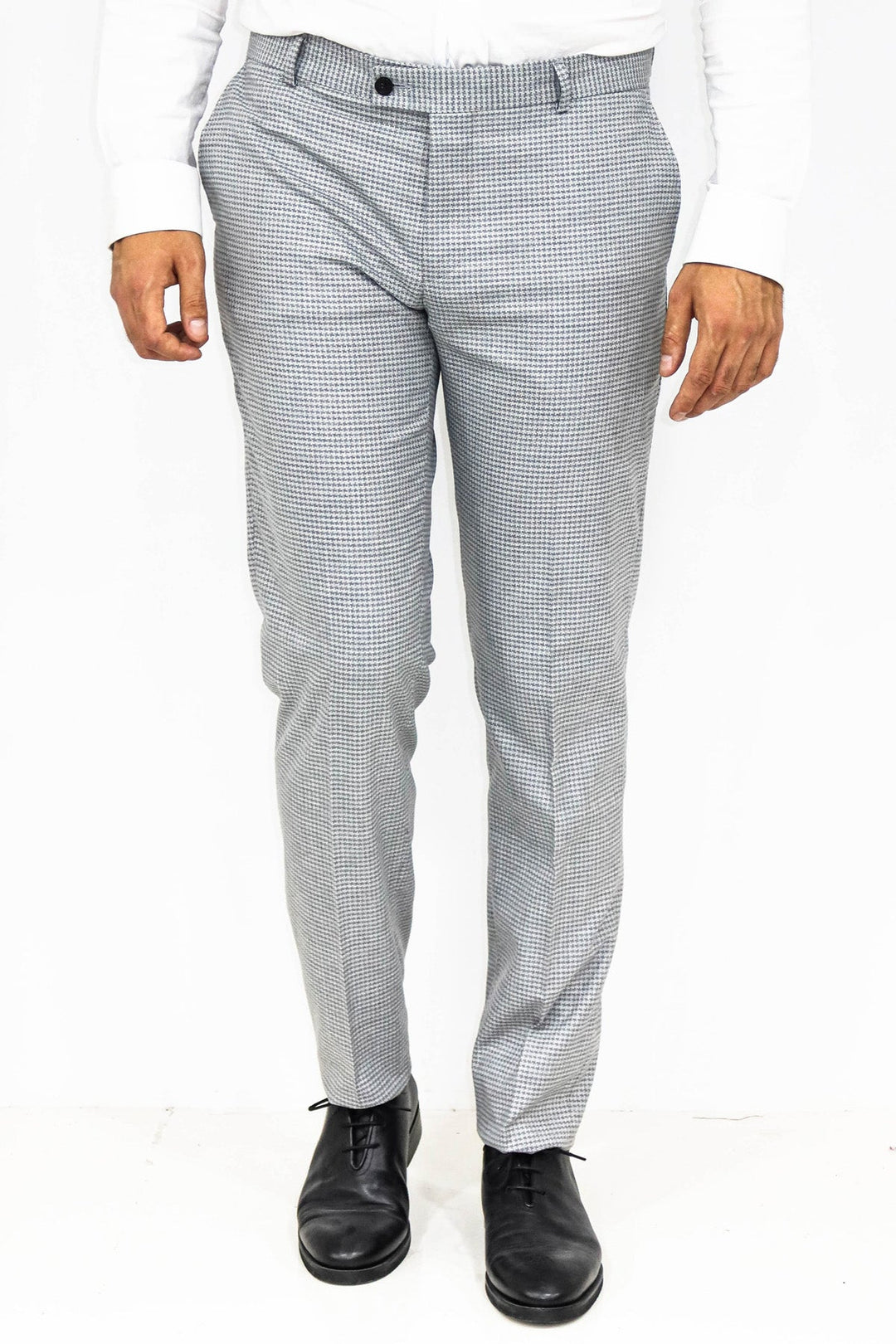 WSS Houndstooth Patterned Grey Men Pants  - Singen