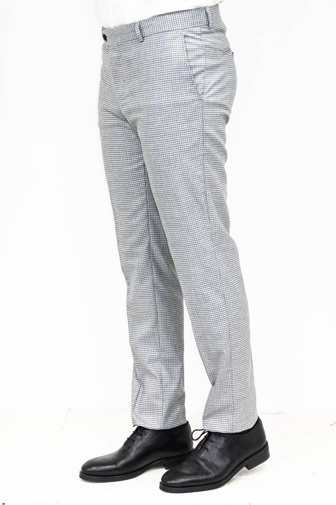 WSS Houndstooth Patterned Grey Men Pants  - Singen