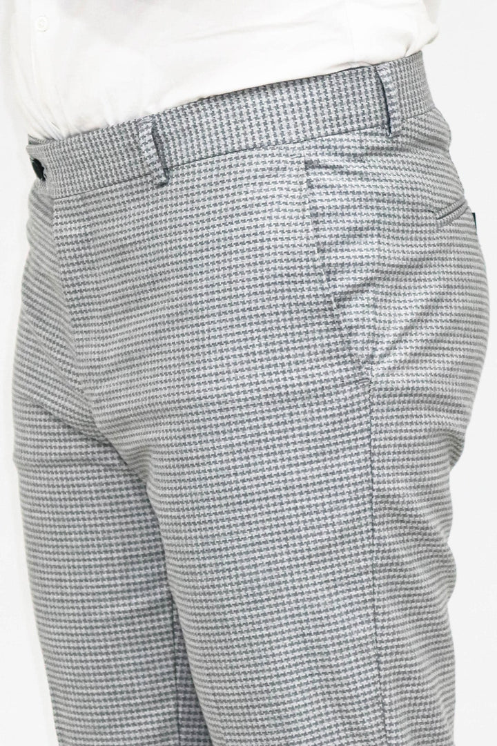 WSS Houndstooth Patterned Grey Men Pants  - Singen