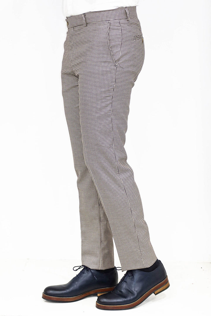 WSS Houndstooth Patterned Light Brown Men Pants  - Singen