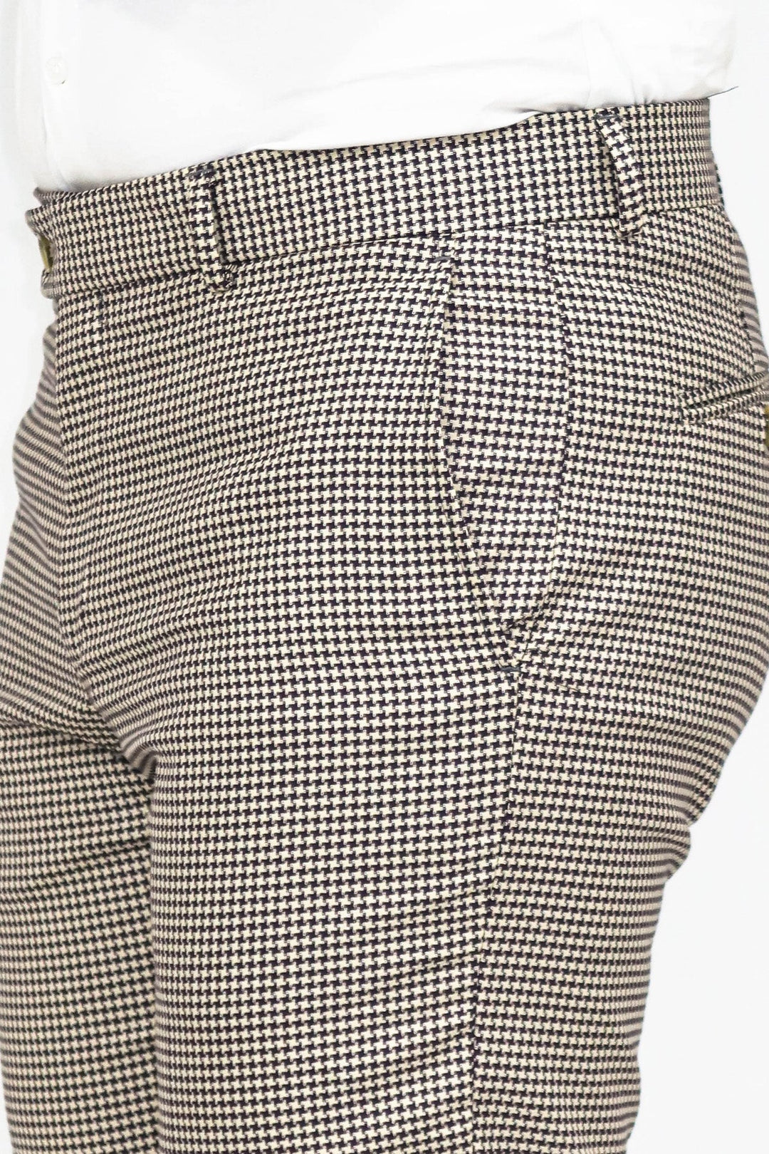 WSS Houndstooth Patterned Light Brown Men Pants  - Singen