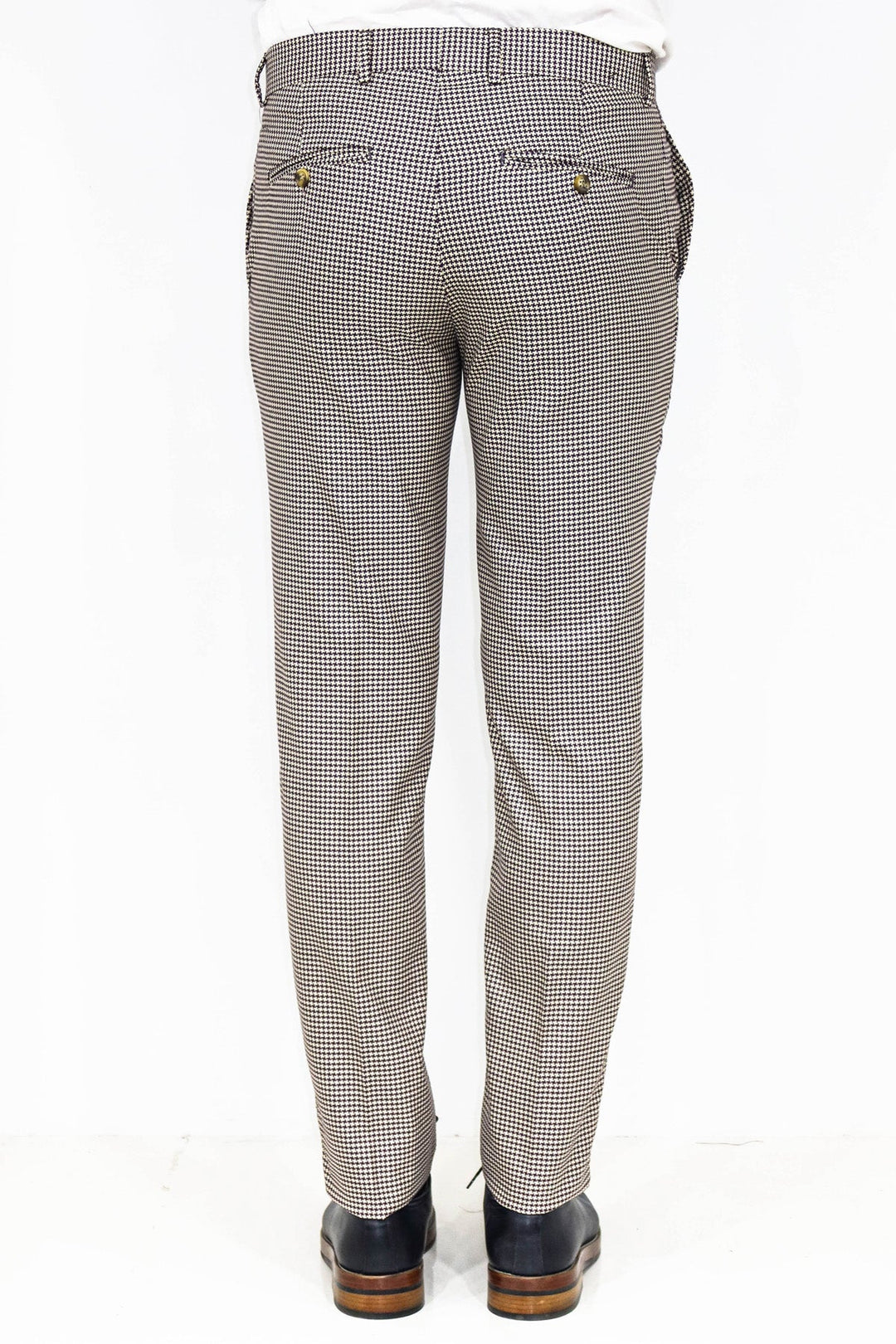 WSS Houndstooth Patterned Light Brown Men Pants  - Singen