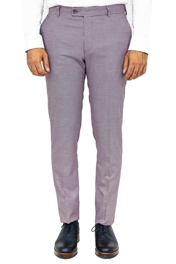 WSS Houndstooth Patterned Light Purple Men Pants  - Singen