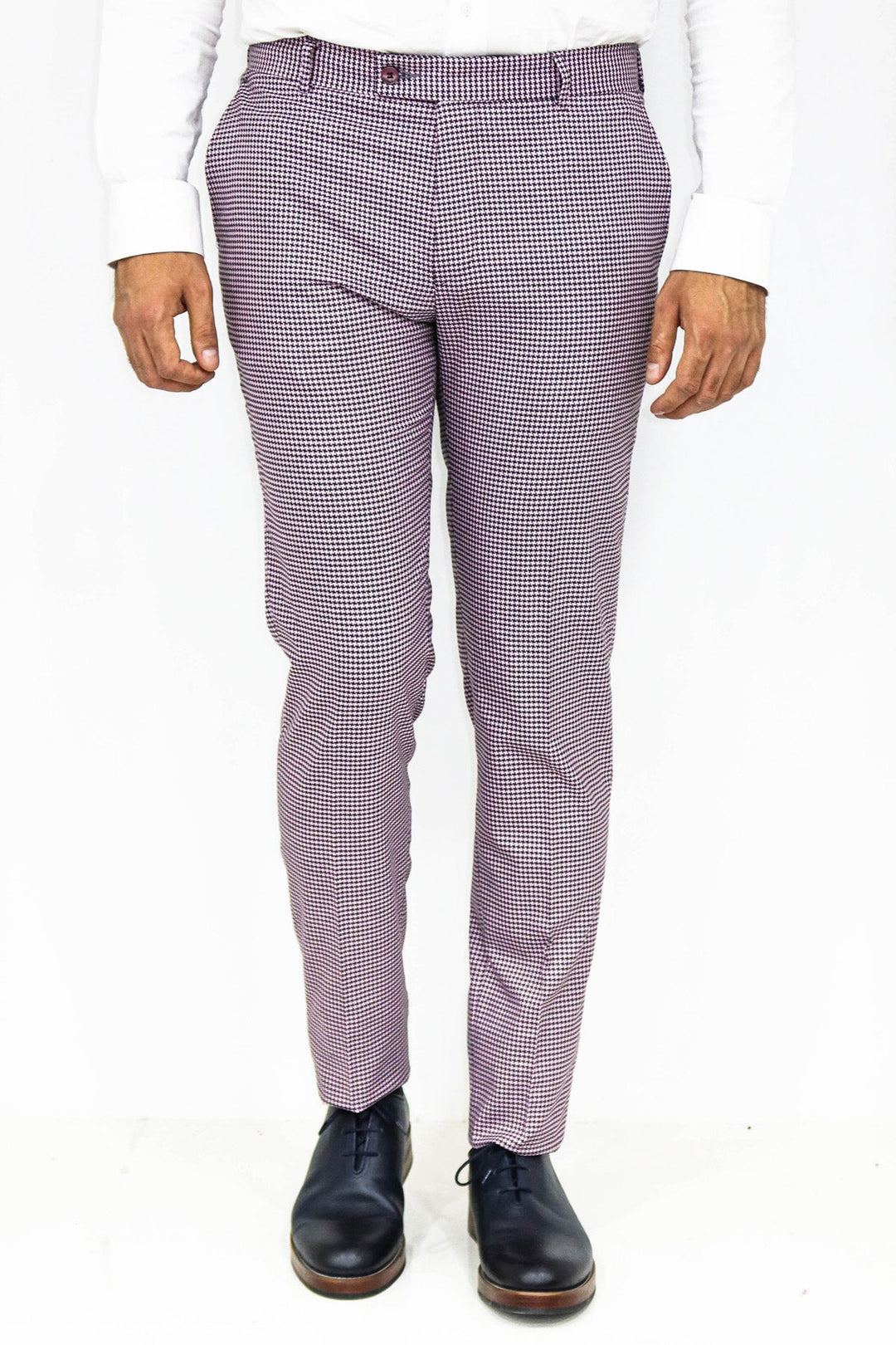 WSS Houndstooth Patterned Light Purple Men Pants  - Singen