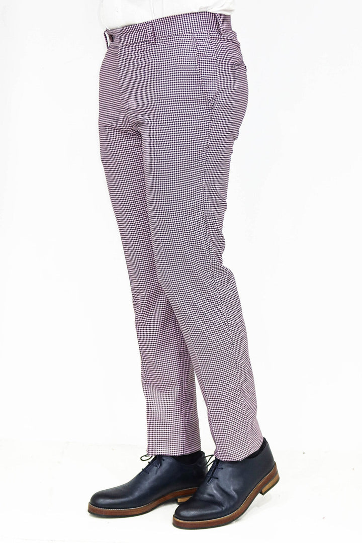 WSS Houndstooth Patterned Light Purple Men Pants  - Singen