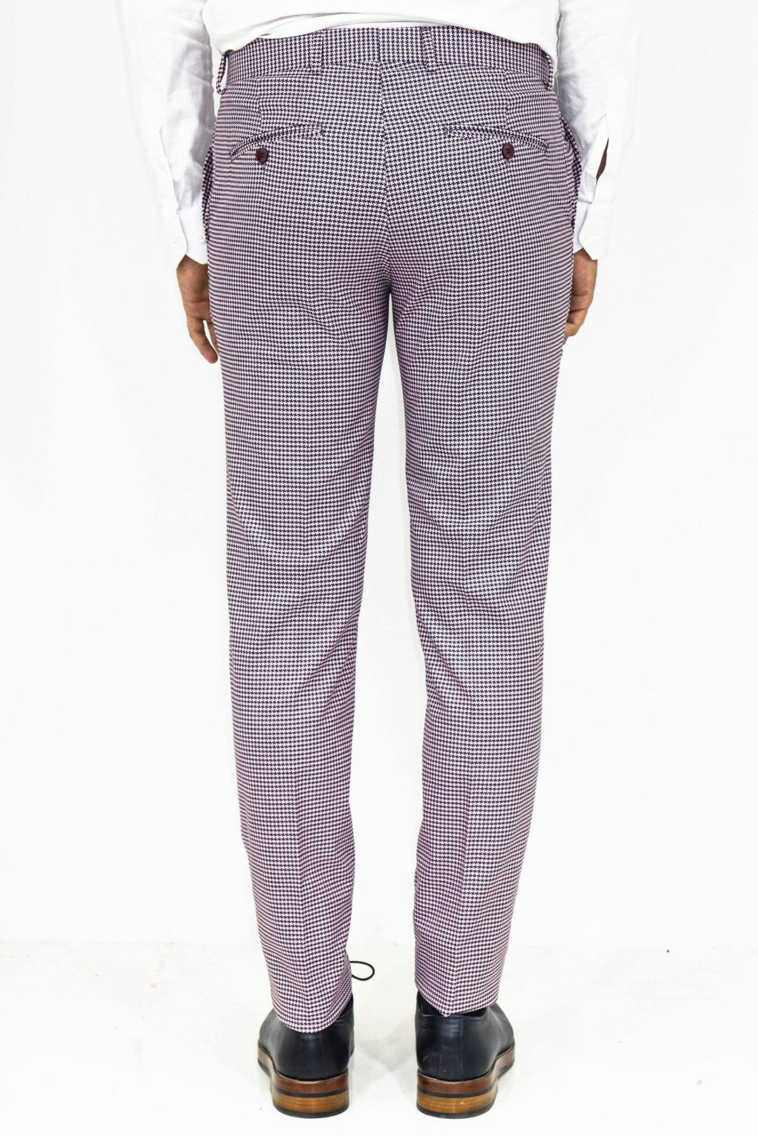 WSS Houndstooth Patterned Light Purple Men Pants  - Singen