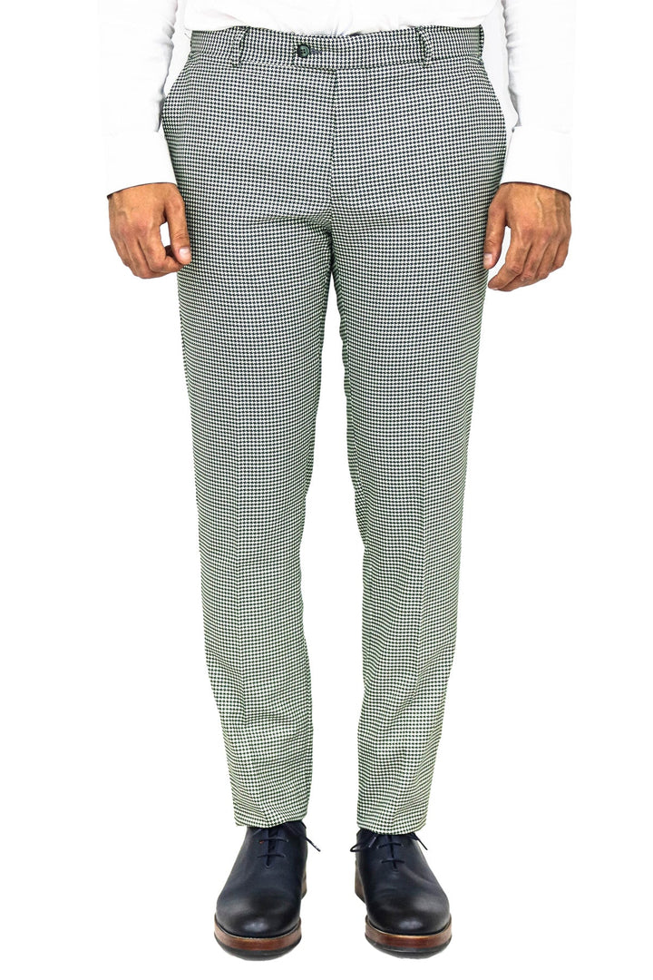 WSS Houndstooth Patterned Light Green Men Pants  - Singen