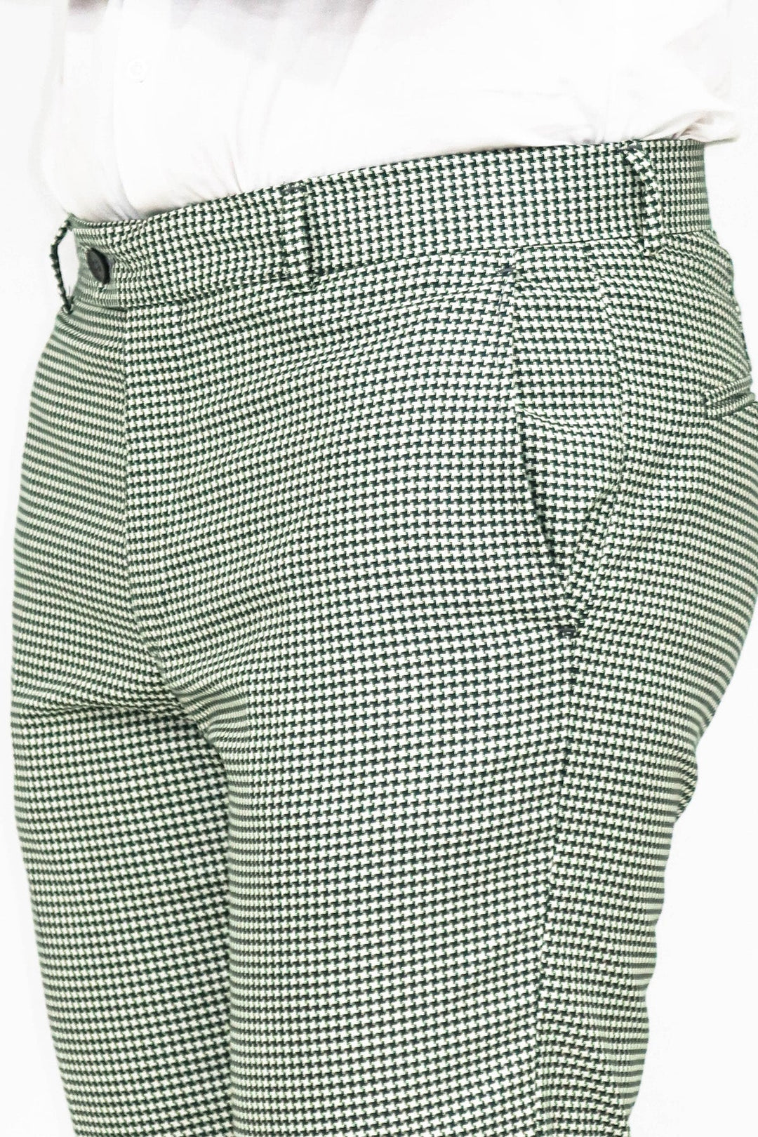 WSS Houndstooth Patterned Light Green Men Pants  - Singen