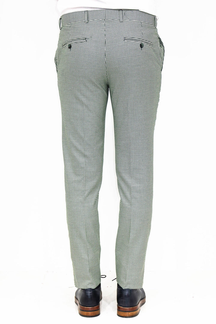 WSS Houndstooth Patterned Light Green Men Pants  - Singen