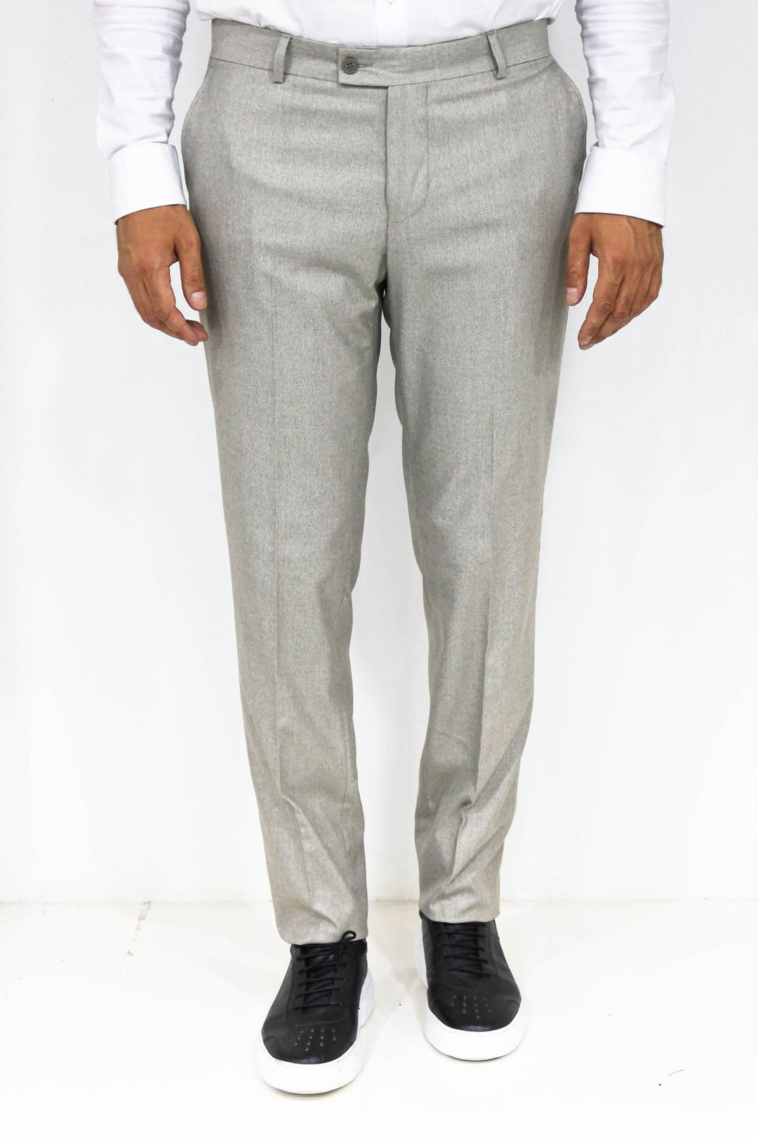 WSS Slim Fit Textured Cream Men Trousers  - Singen