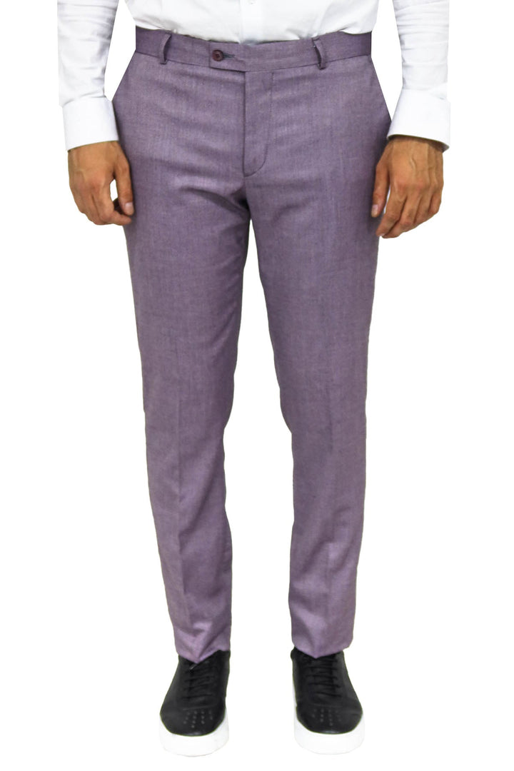 WSS Slim Fit Textured Purple Men Trousers  - Singen