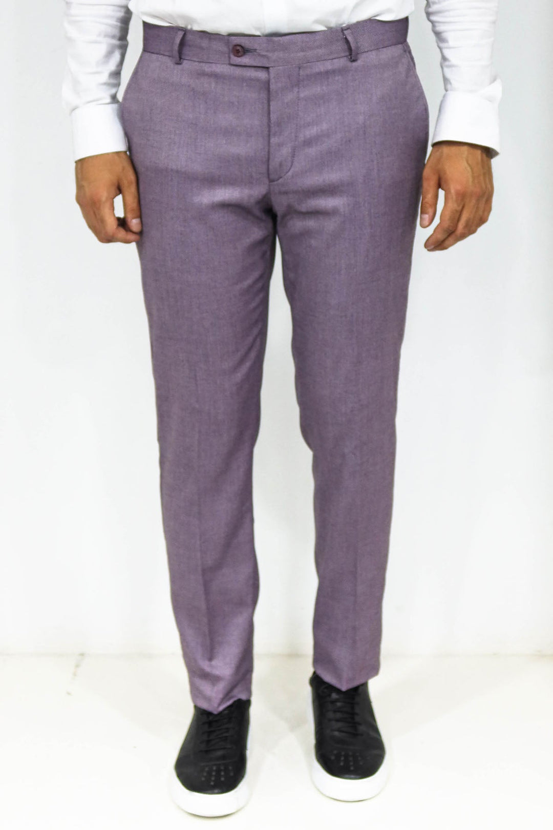 WSS Slim Fit Textured Purple Men Trousers  - Singen