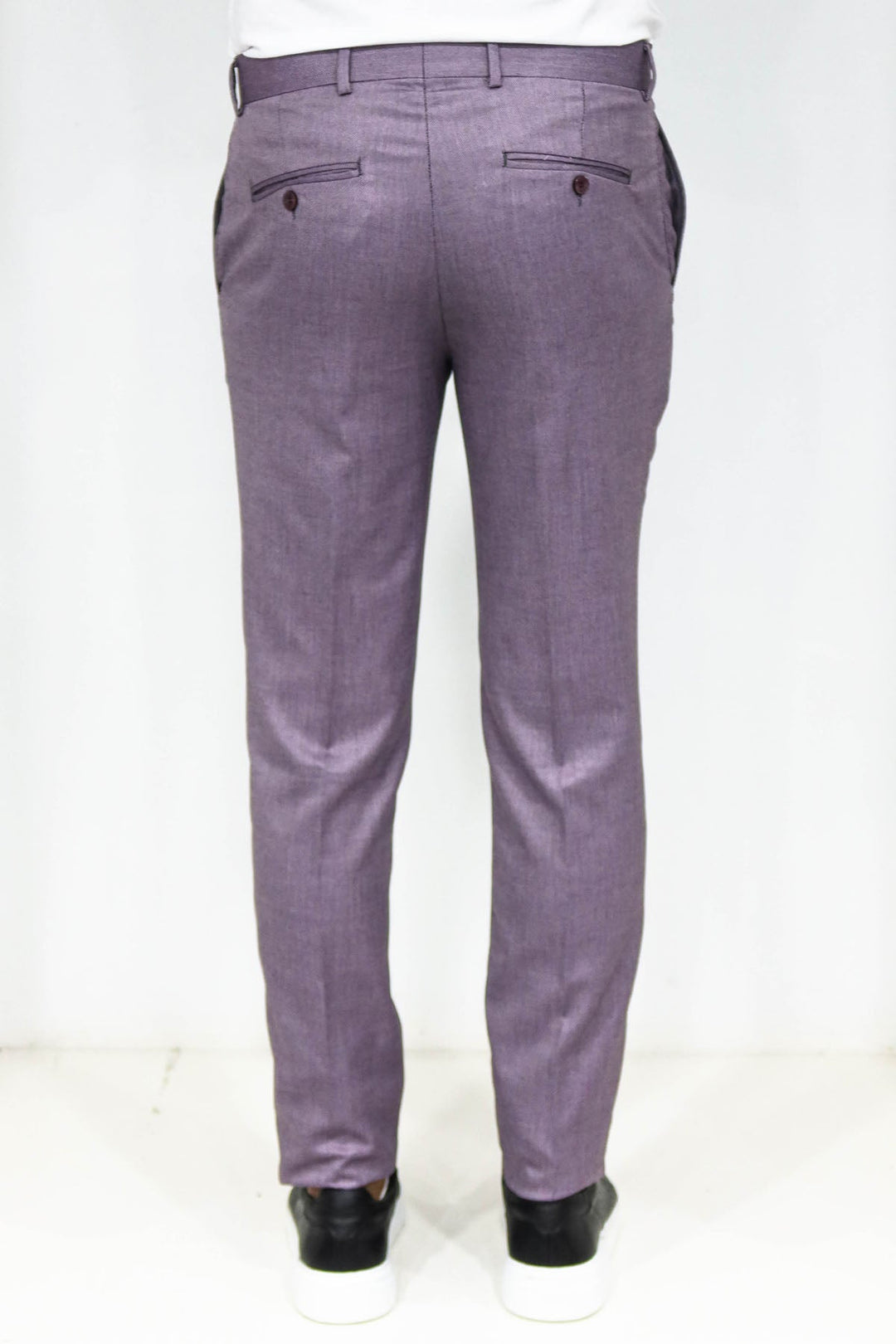 WSS Slim Fit Textured Purple Men Trousers  - Singen