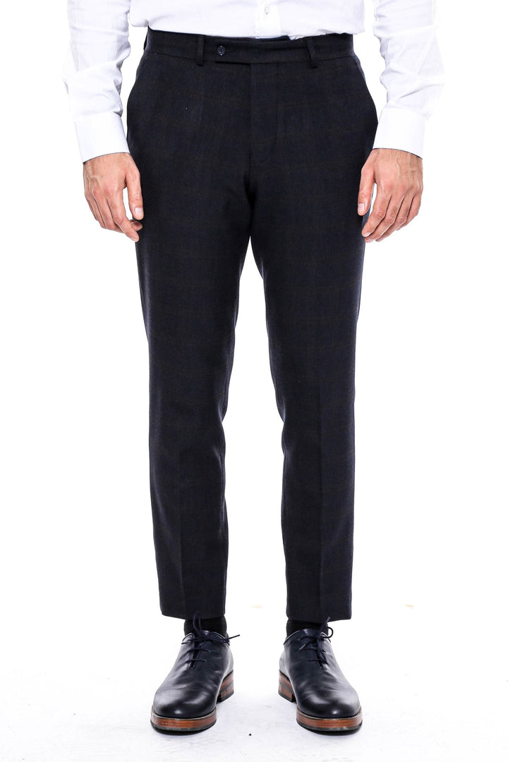 WSS Plaid Slim Fit Anthracite Men Pants  - Singen