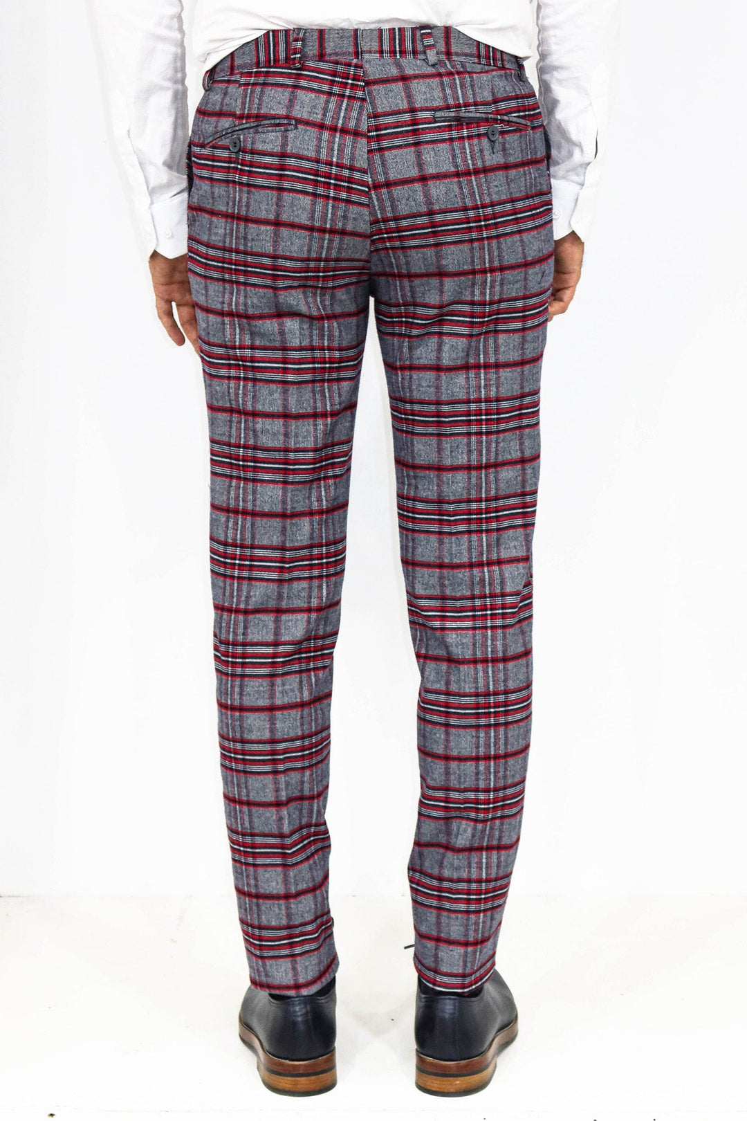 WSS Plaid Slim Fit Navy Blue Men Pants  - Singen