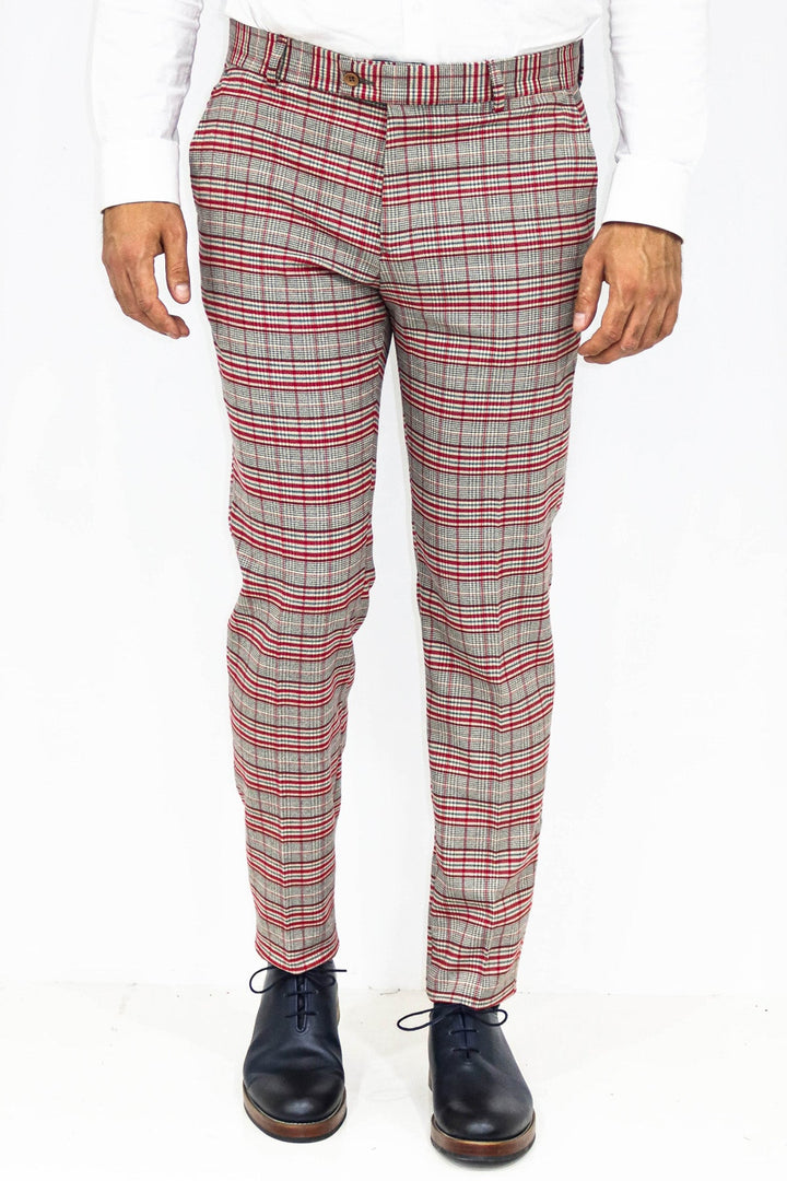 WSS Slim Fit Plaid Grey Men Pants  - Singen