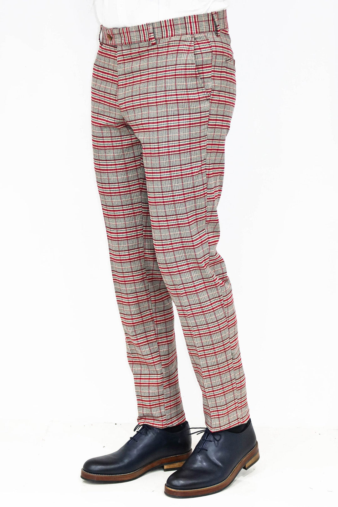 WSS Slim Fit Plaid Grey Men Pants  - Singen