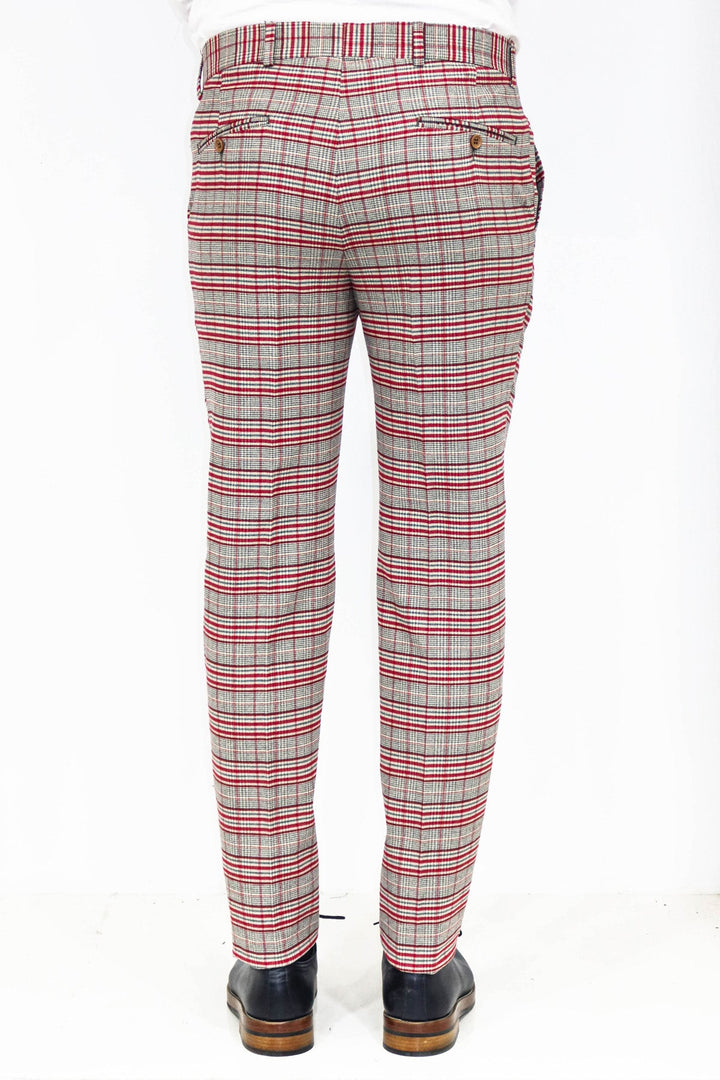 WSS Slim Fit Plaid Grey Men Pants  - Singen