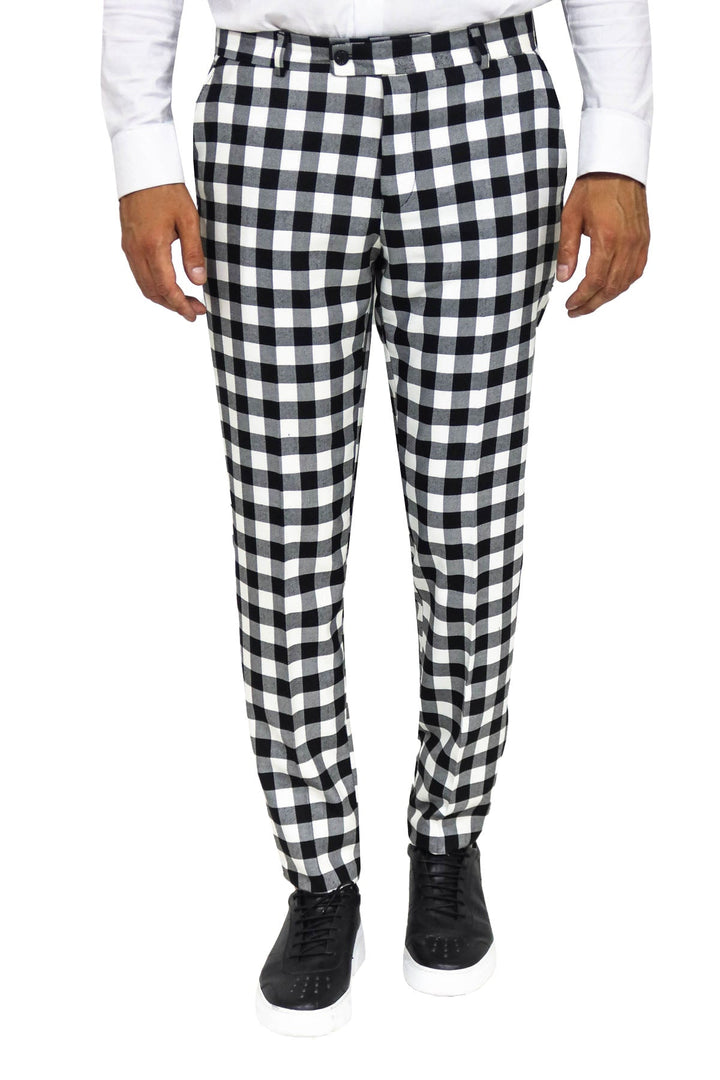 WSS Slim Fit Checked Black Men Pants  - Singen