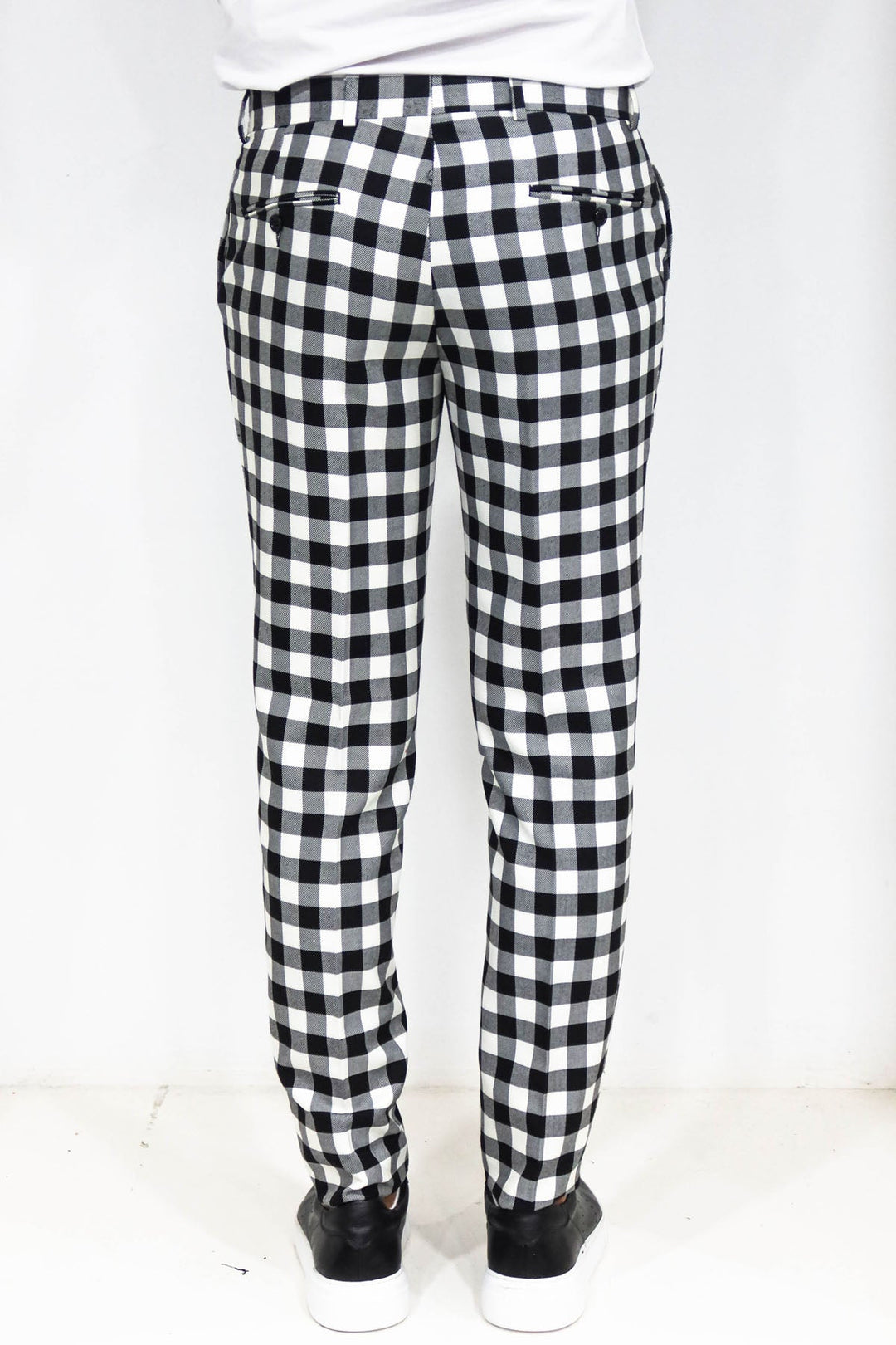 WSS Slim Fit Checked Black Men Pants  - Singen