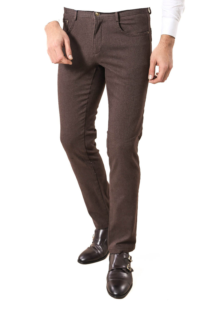 WSS Cotton Slim Fit Brown Men Pants  - Singen