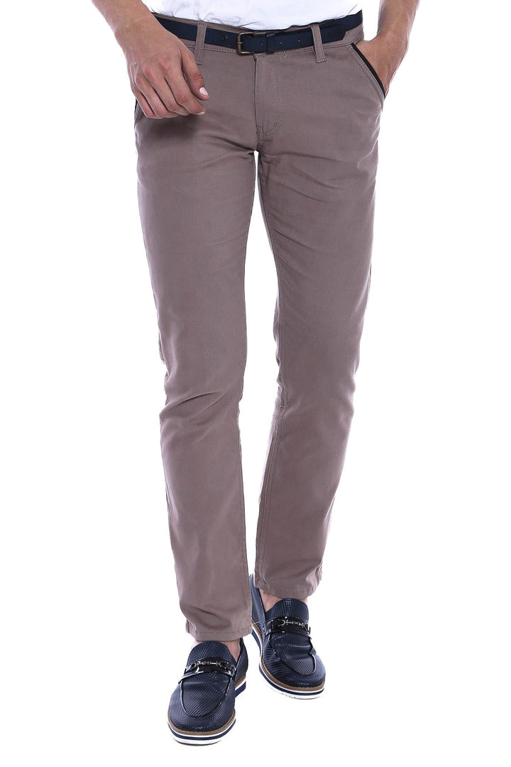 WSS Gabardin Plain Beige Men Pants  - Singen