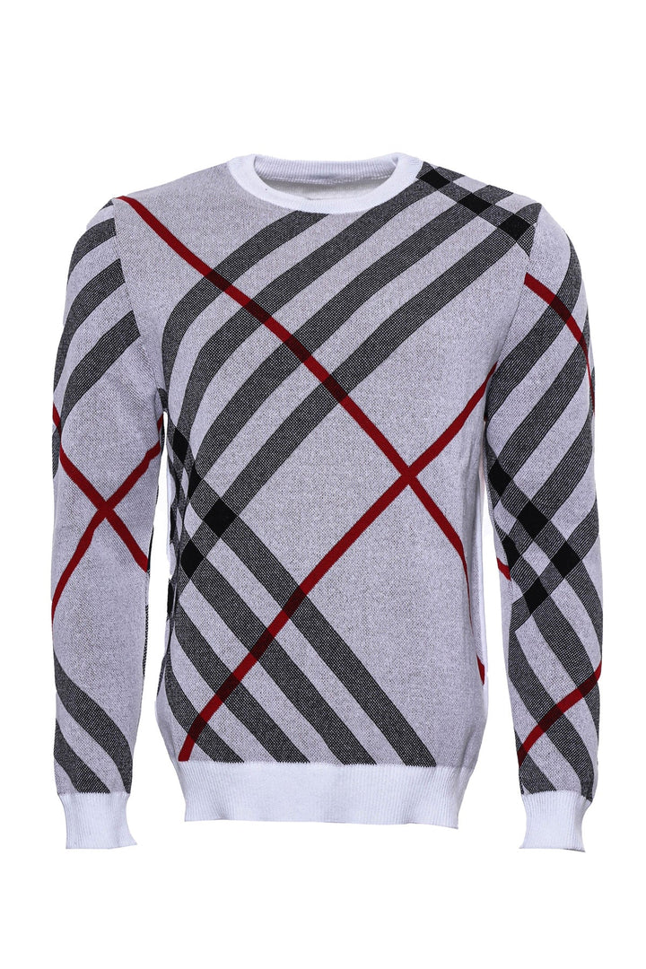 WSS Crew Neck Knitwear Patterned White  - Singen