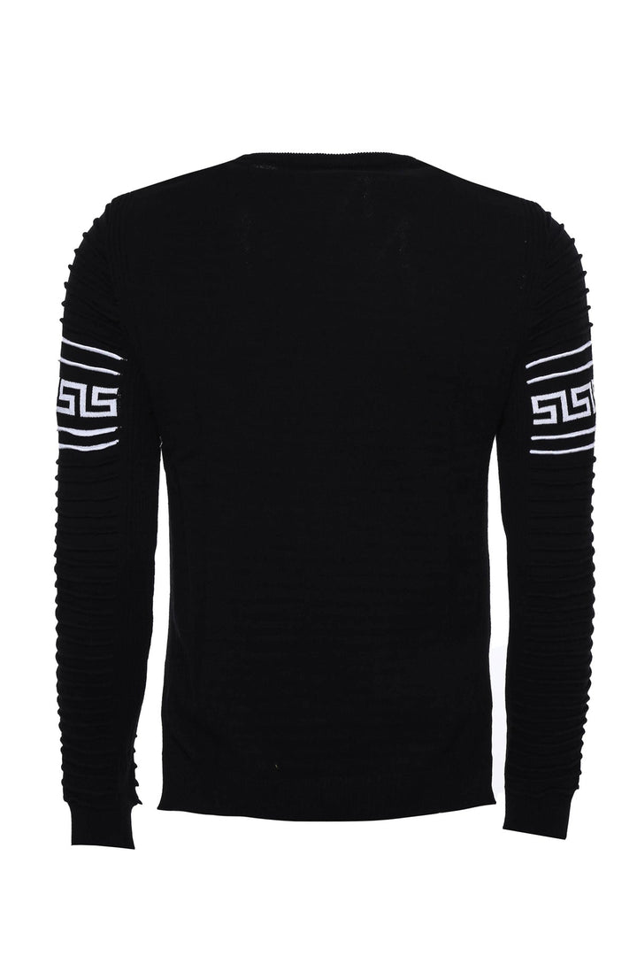 WSS Crew Neck Knitwear Chest Patterned Over Black  - Singen