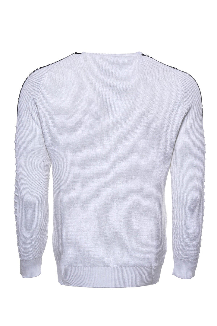 WSS Crew Neck Knitwear Arms Patterned Over White  - Singen