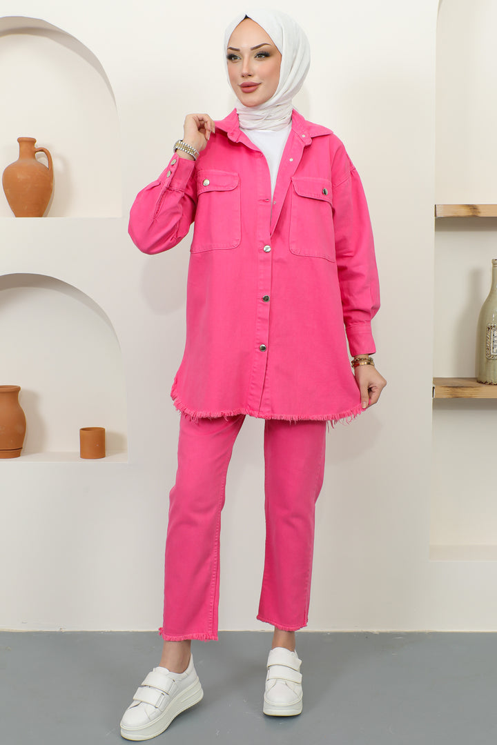 BNG Women Tasseled Jacket Trousers Two-Piece Set Pink - Clermont