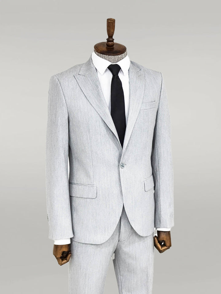 WSS 2 Piece Plain Slim Fit Light Grey Men Suit  - Singen